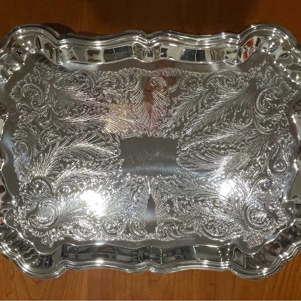Antique FB Rogers silverplate Footed Waiter Battler Tracy